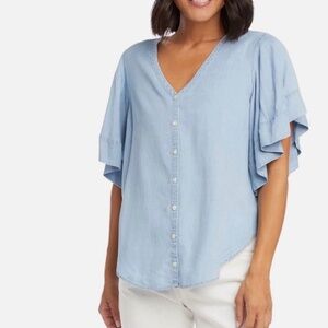 Karen Kane denim flutter sleeve top
